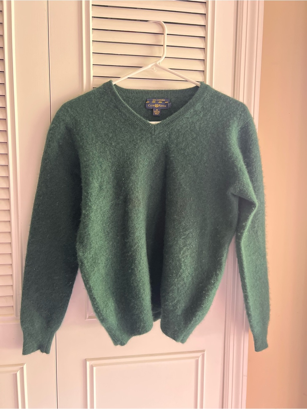 Women’s 100% Cashmere Club Room Green V-Neck Sweater
